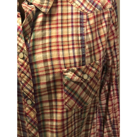 Colorful Old Navy Plaid Shirt sz LG - Picture 4 of 7